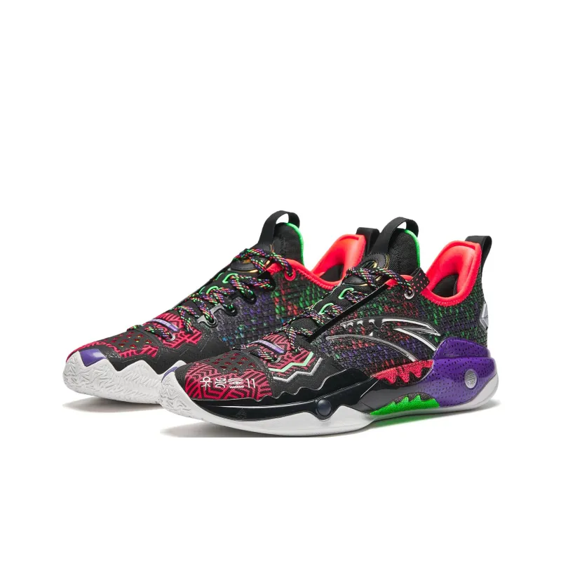 Anta Frenzy 5 Pro Cushioning Wear Resistant Low Top Basketball Shoes Men's Black Multicolor-2