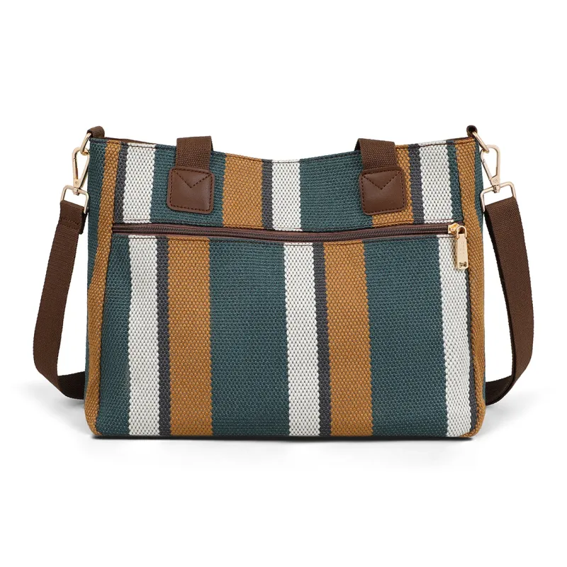 PT'SON Fabric Handbag, Shoulder Bag, Tote Bag, Shopping Bag Large Size Women's Blue-4