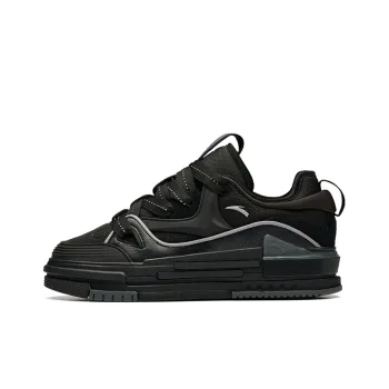 Anta Bump Puffy Shoes Slip Resistant Low Top Skateboard Shoes Women's Black