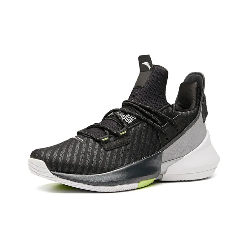 Anta Airspace 2 Cushioning Anti-Slip And Wear-Resistant Low-Top Basketball Shoes Men's Black White Gray-1