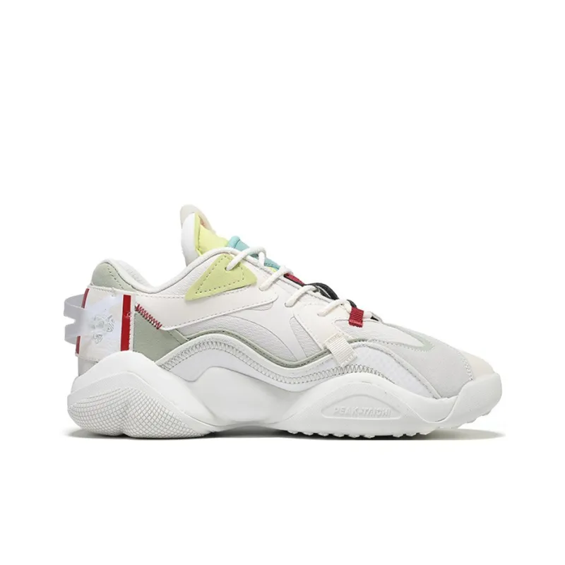 PEAK State Pole 6371 Cushioned Slip Resistant Mid Top Chunky Sneakers Women's Ecru Fruit Green-1