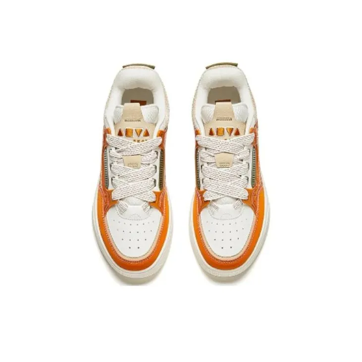 Anta AOJIE Cushioning Wear Resistant Low Top Skateboard Shoes Men's Orange White-2
