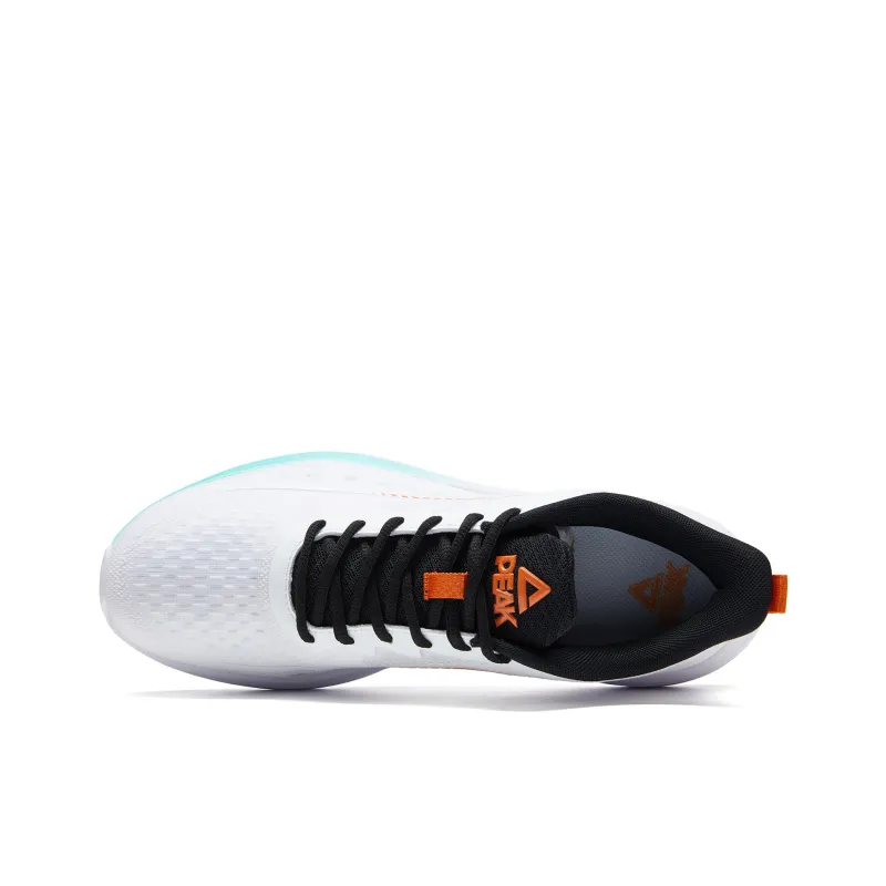 PEAK Qingyi Cushioning Wear-Resistant Coverage Rebound Lightweight Low-Top Running Shoes Men's White Green Orange-3