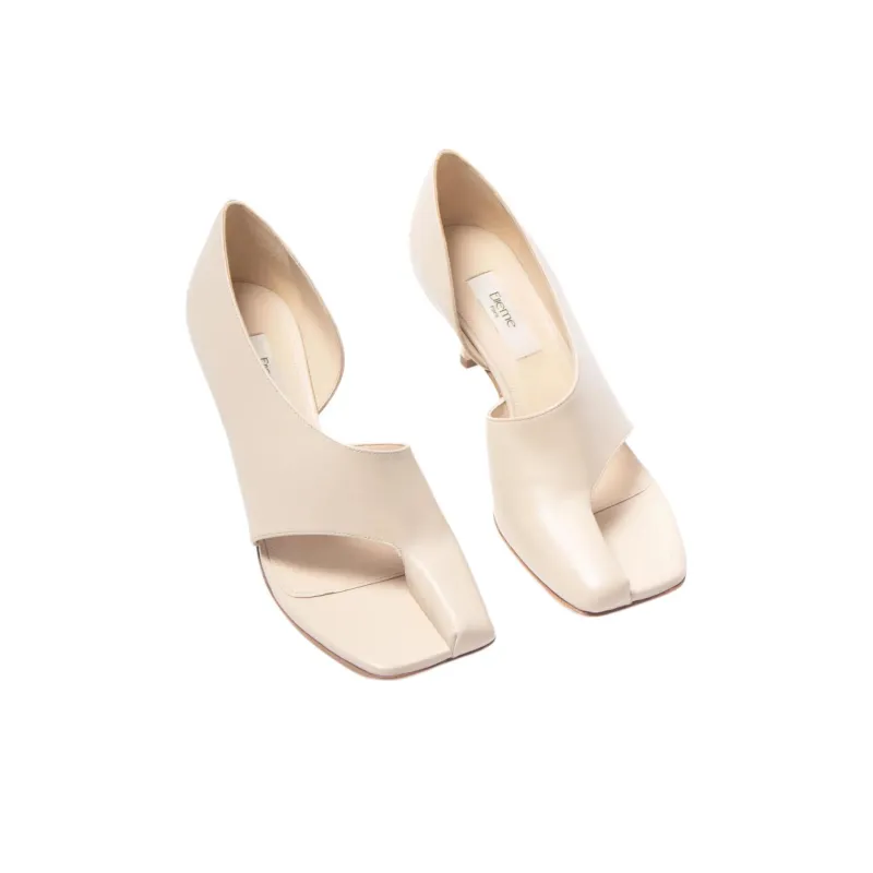 Elleme Cachecache One Strap Sandals 6cm Women's Beige-4