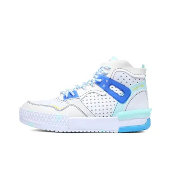 PEAK Taichi 910 Coverage Anti-Slip And Wear-Resistant High-Top Skateboard Shoes Women's White Blue
