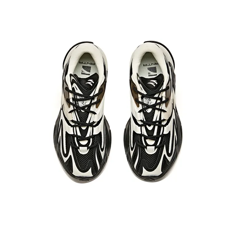 Anta Pulse, Life Collection Abrasion Resistant Breathable Low Top Chunky Sneakers Black White-3