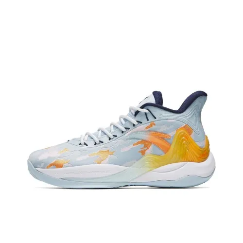 ANTA Mountain 2 Basketball Shoes Men Mid-Top Light Sky Blue/ANTA White/Fluorescent Sunset Orange