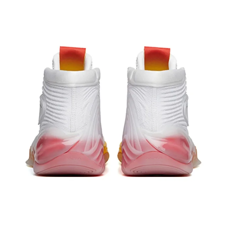 Anta KT6 Star Mark Anti-Slip Wear-Resistant High-Top Basketball Shoes Men's White Yellow Red-3