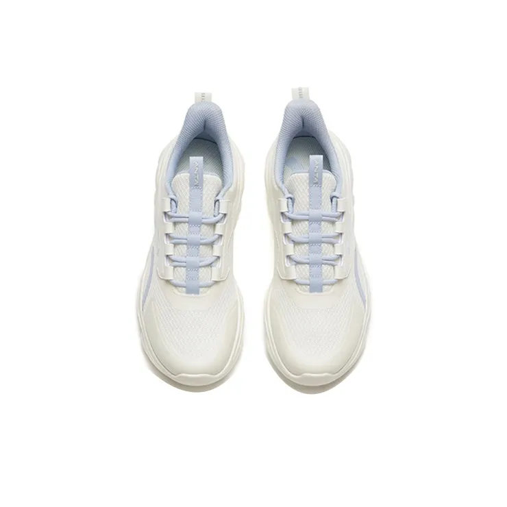 ANTA Sheepskin Running Shoes Women's Low Top Ivory White/Oxygen Blue-3