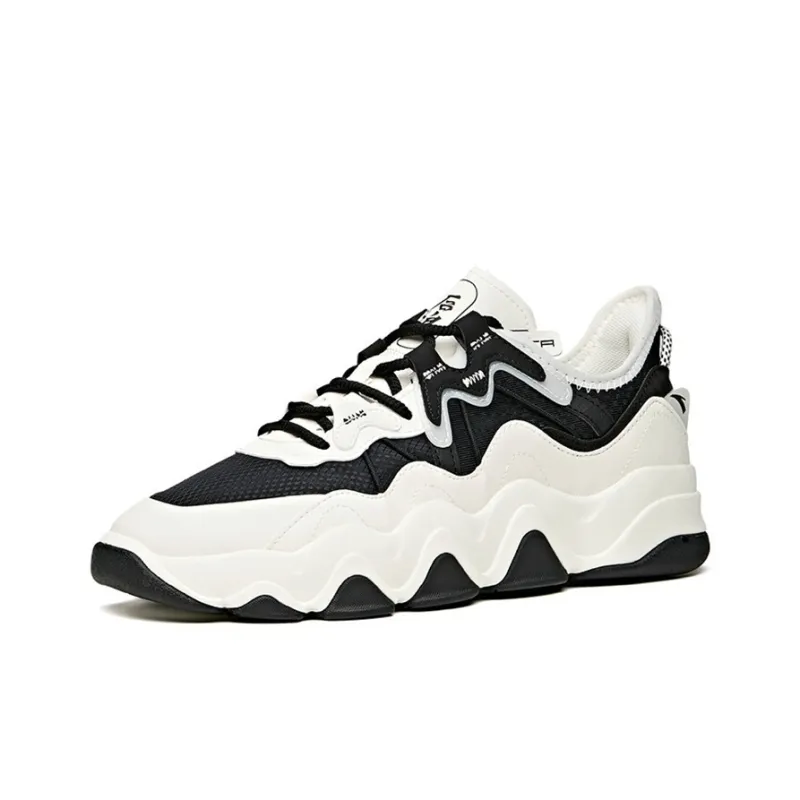 Anta Back Wave 1.0 Anti-Slip Wear-Resistant Low-Top Running Shoes Black White-1