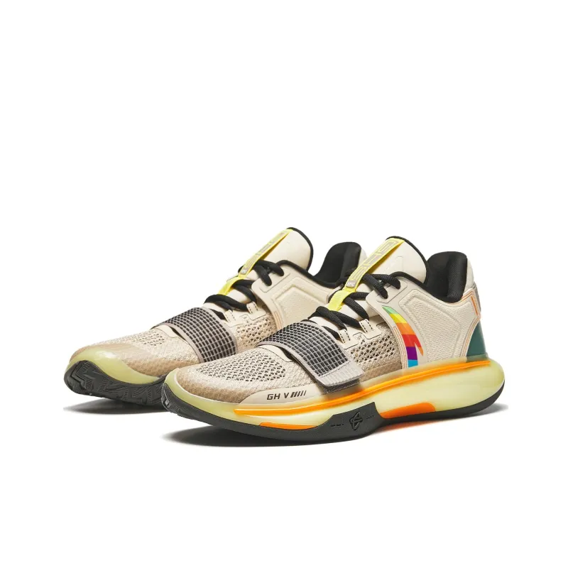 Anta GH5 Cushioning Rebound Low Top Basketball Shoes Men's Beige Yellow-2