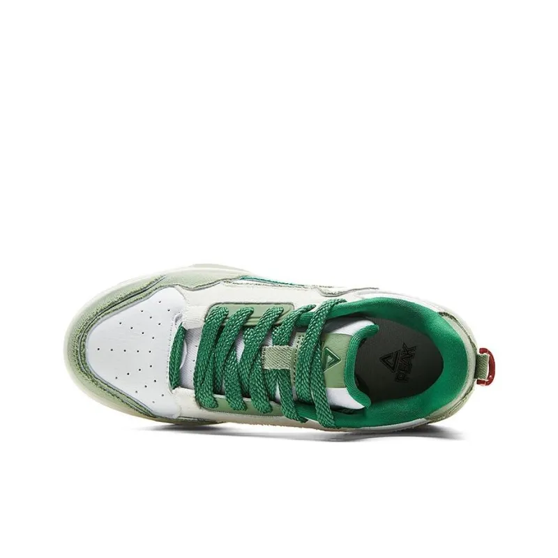 PEAK State Pole Pictorial Skateboard Shoes Women's Low Top Green White-3