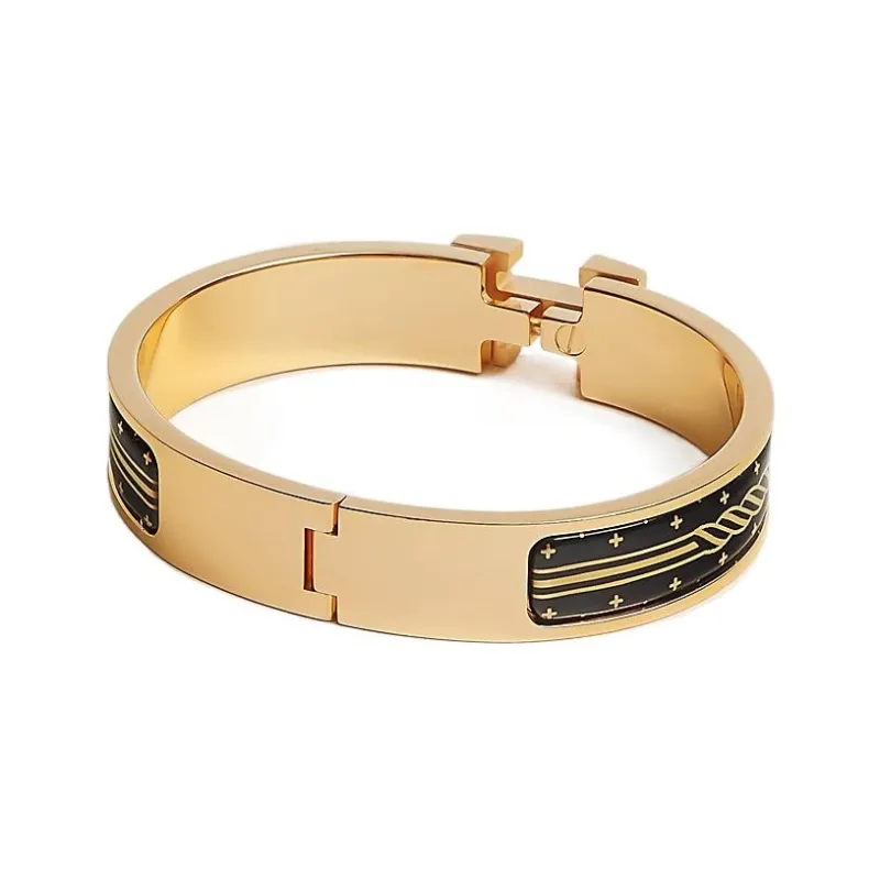 HERMES Clic H Gold Plated Bangles Women's-1