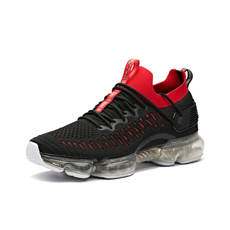 Anta SEEED Cushioned Slip Resistant Abrasion Resistant Breathable Low Top Running Shoes Men's Black Red-2