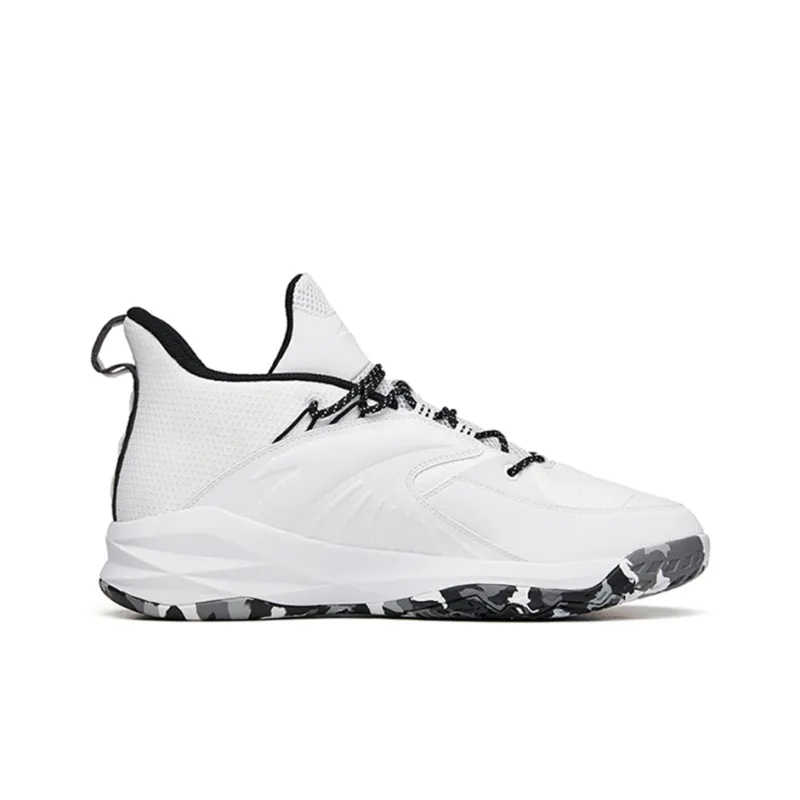 Anta Rhomboid Cushioned Slip-Resistant Abrasion-Resistant Breathable Low-Top Basketball Shoes Men's Black White-1