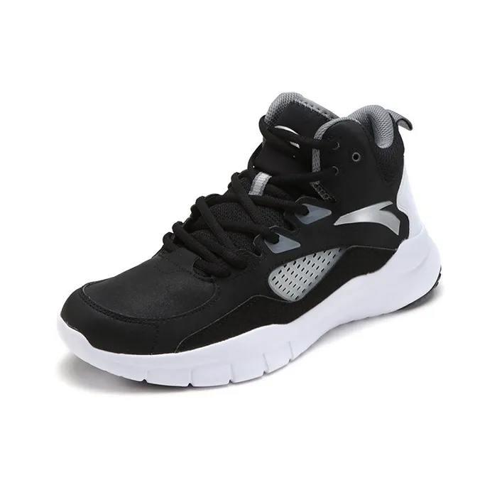 Anta Star Trail 4 KT Cushioning Anti Slip Wear Resistant Breathability Mid Top Basketball Shoes Men's Black White Gray-1