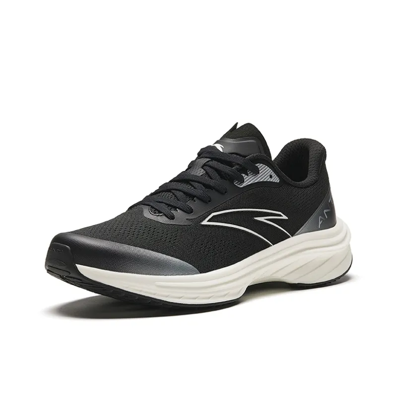 Anta Road Run Cushioning, Slip Resistant, Abrasion Resistant, Rebound Low Top Running Shoes Men's Black White-1