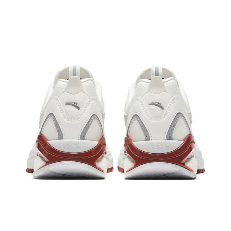 Anta Millennials Anti Slip Wear Resistant Low Top Chunky Sneakers Men's White Red-3
