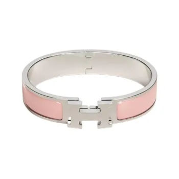 HERMES Silver Bangles Women's Pink