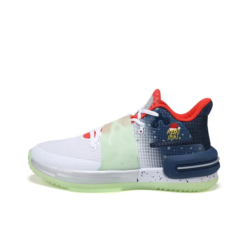 PEAK Flash 2 Generation Durable Breathable Low-Top Basketball Shoes White Blue-0
