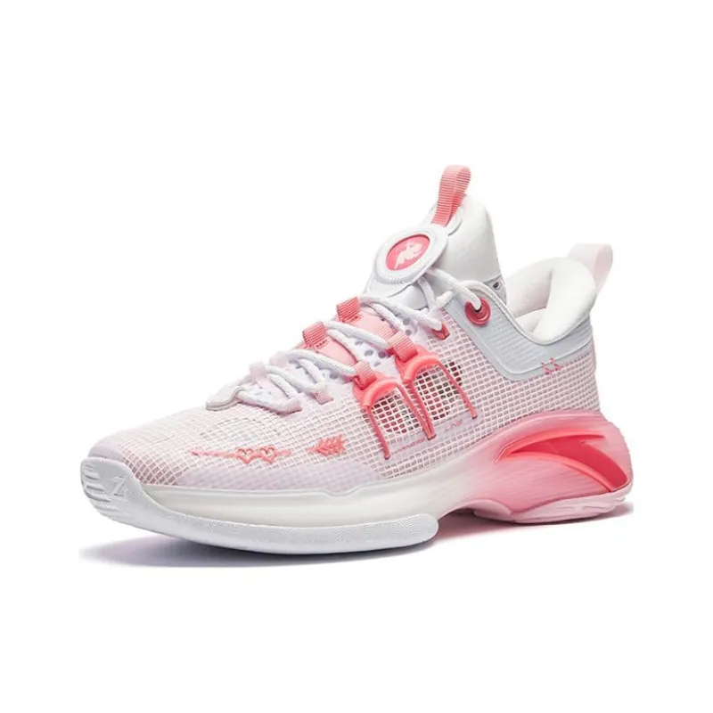 Anta ZUP1 Anti Slip And Wear Resistant Lightweight Low Top Basketball Shoes Men's Pink White-2