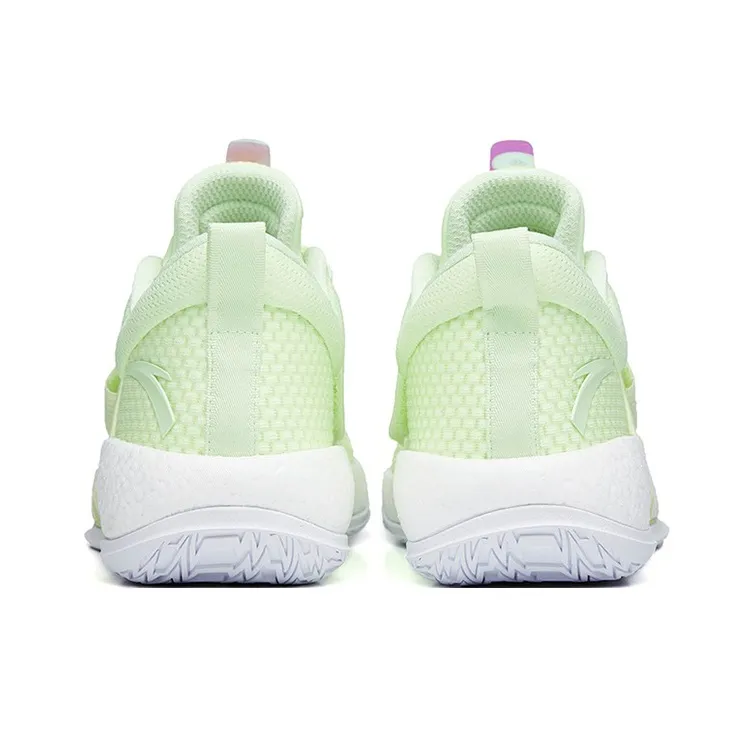 Anta Hengsao4 Cushioning Anti-Slip And Wear-Resistant Rebound Low-Top Performance Basketball Shoes Men's White Green-4