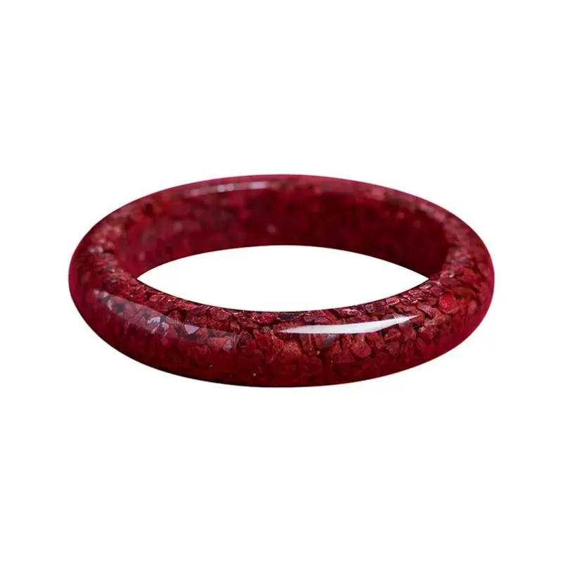 Artisan Lock Heart Jade Cinnabar Bangles Women's-0