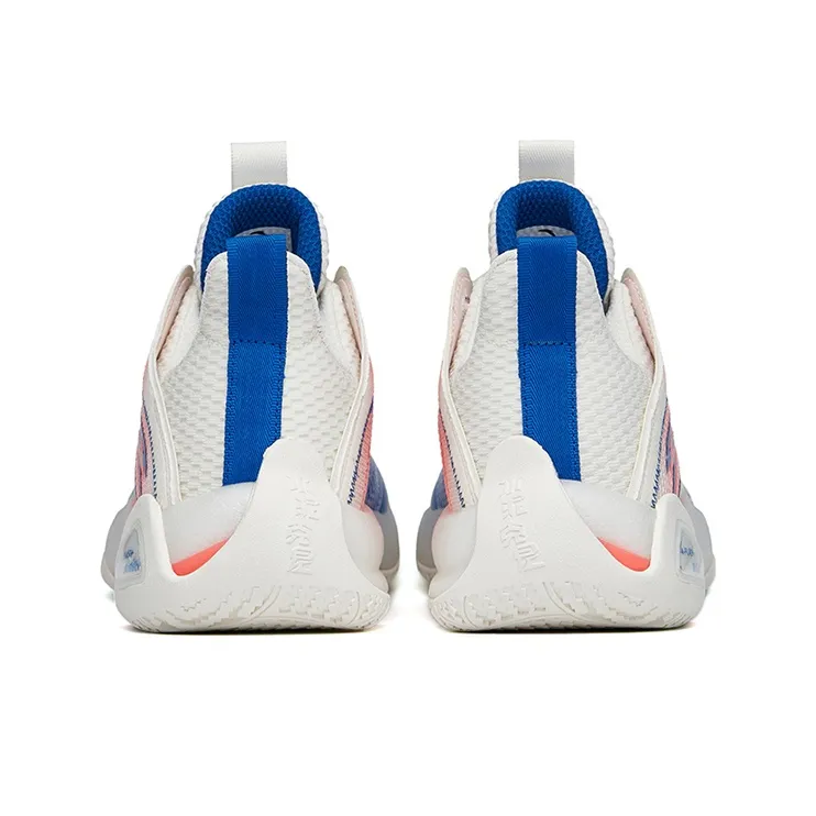 Anta Cement Bubble 2.0 Cushioned Slip-Resistant Low-Top Performance Basketball Shoes White Blue Red Hot Orange-3