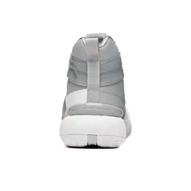 Anta Crazy 4 Anti-Slip Wear-Resistant High-Top Basketball Shoes Silver Gray White-3