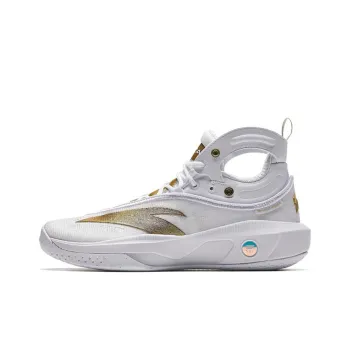 Anta KT8 KT 8 Anti Slip Wear Resistant High Top Nitrogen Technology Basketball Shoes Men's White Gold