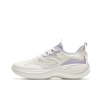 Anta Leaf 3.0 Cushioning Wear Resistant Low Top Sprint Running Shoes Women's Ivory White Purple