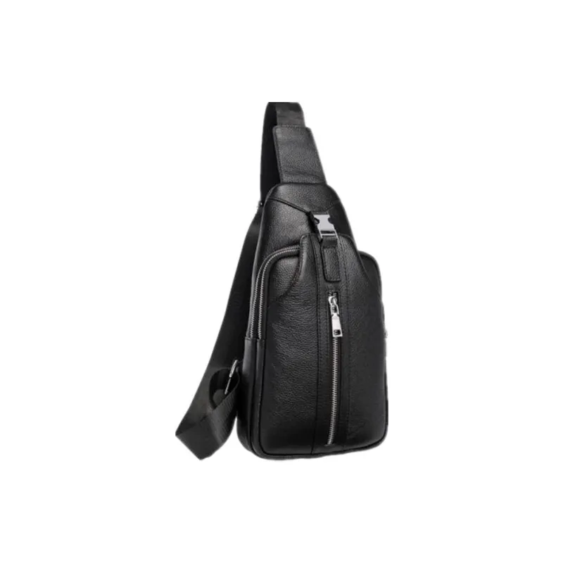 DOSRFINI Top Grain Cow Leather Casual Business Commute Multicolor Sling Bag Regular Men's Black/Brown-4