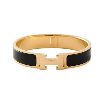 HERMES Bracelet Narrow Clic Clac H Enamel Gm Black