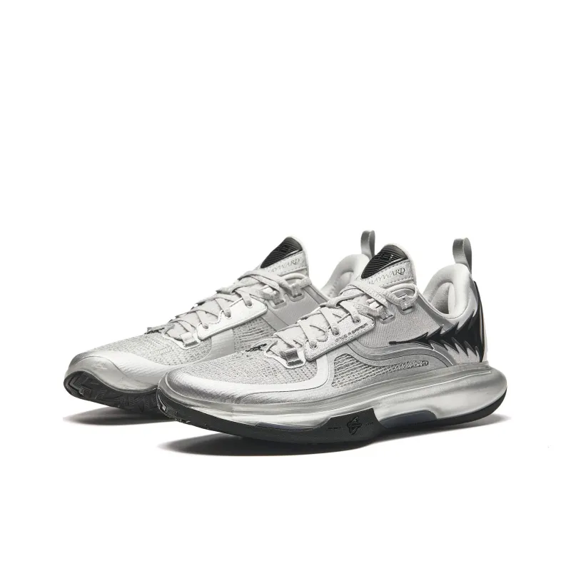 Anta GH5 Cushioning Rebound Low Top Basketball Shoes Men's Silver Black-2