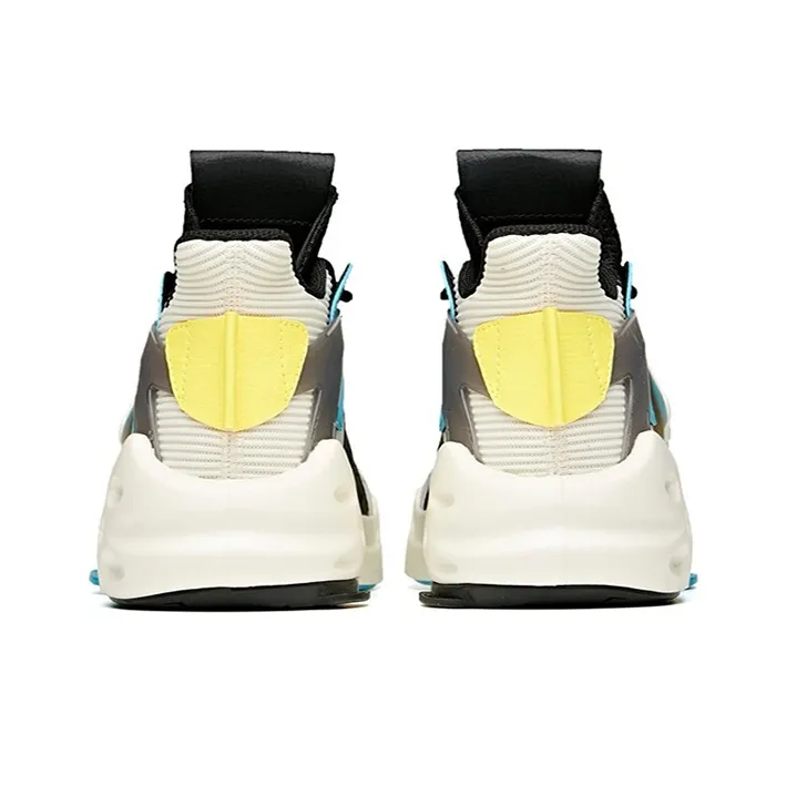 MARVEL Anta Tyrannical Anti-Slip Wear-Resistant Mid-Top Skateboard Shoes Black White Yellow-3
