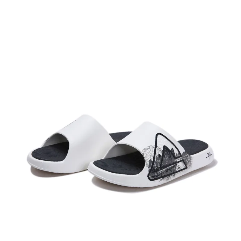 PEAK Tai Ji2.0 Slip Resistant Odor Resistant Abrasion Resistant Slide Slippers Unisex Ivory Dark Gray-2