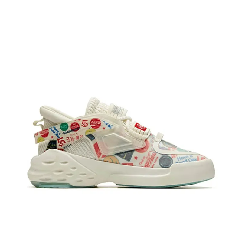 Coca Cola x Anta Bastard Cushioning Anti Slip And Wear Resistant Low Top Chunky Sneakers Men's White Red Blue-1