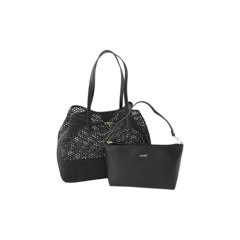 GUESS Polyester Tote Bag Shopping Bag Handbag Shoulder Bag Large Size Women's Black-1