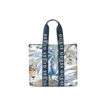 GUESS Polyester Tote Bag Shopping Bag Handbag Women's Blue