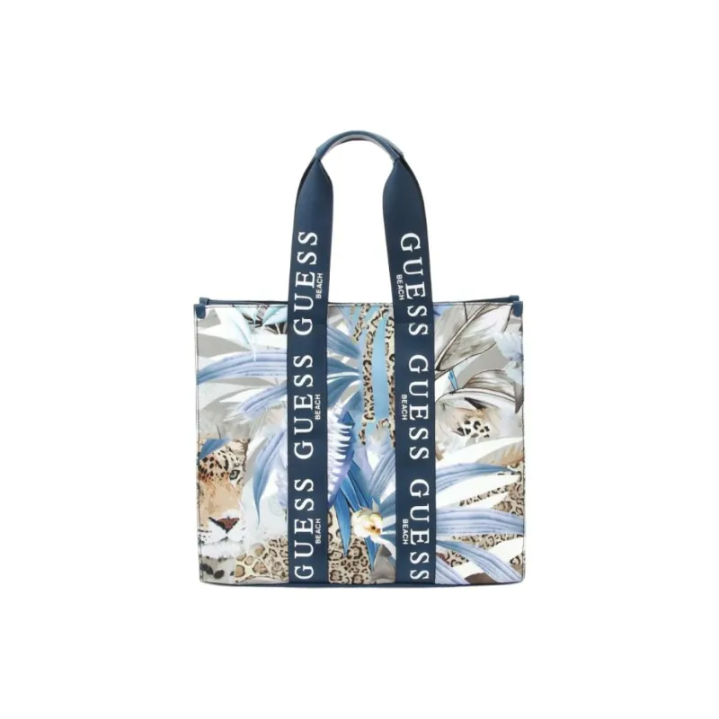 GUESS Polyester Tote Bag Shopping Bag Handbag Women's Blue-0
