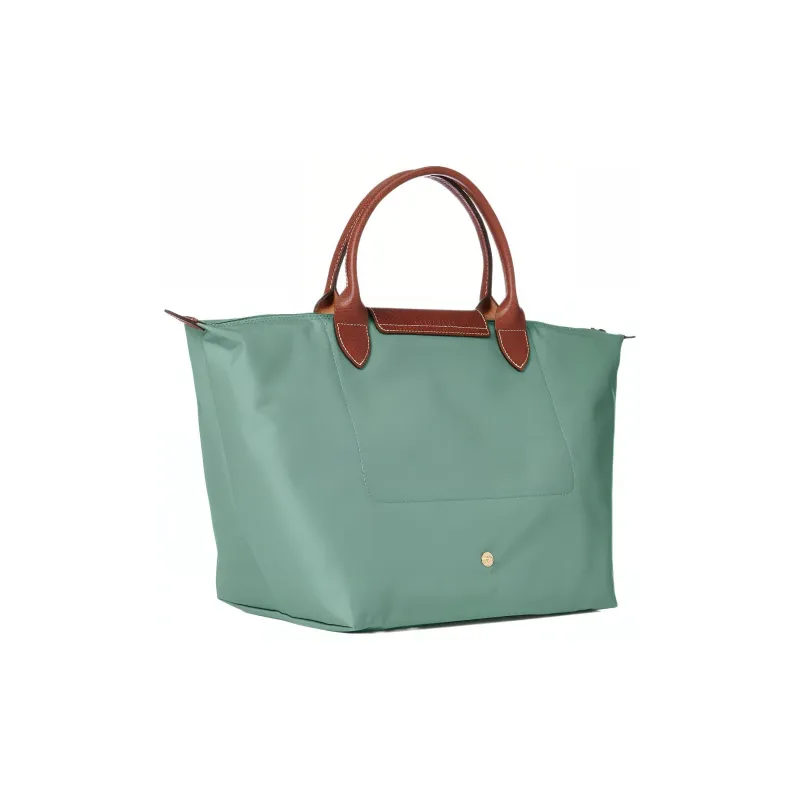 LONGCHAMP Le Pliage Canvas With Leather Trim Tote Bag Shopping Bag Dumpling Bag Handbag Medium Size Women's Beech Green-1