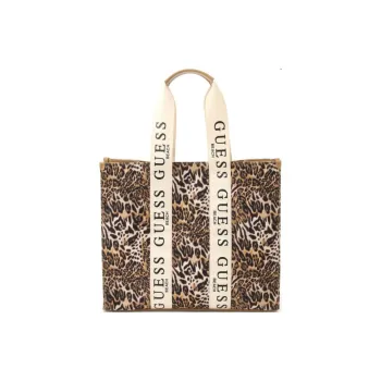 GUESS Polyester Tote Bag Shopping Bag Handbag Women's Leopard