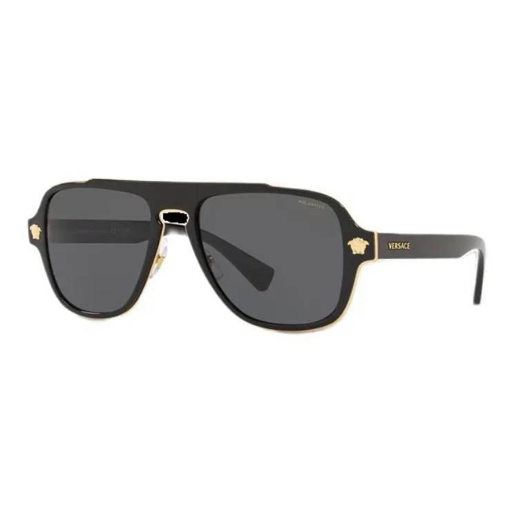 VERSACE Metallic Polyamide Fiber Square Sunglasses Men's Black/Silver/Havana-0