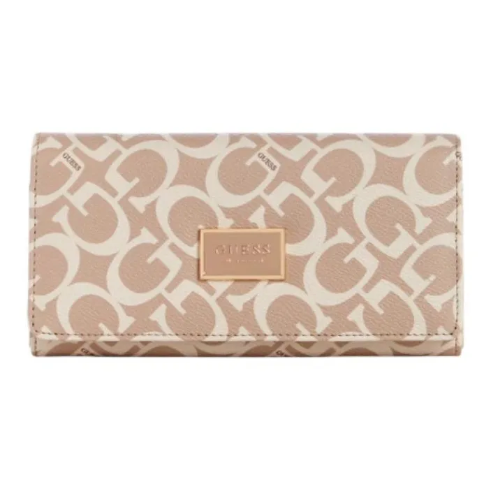GUESS Coated Canvas Wallet Women's Beige-0