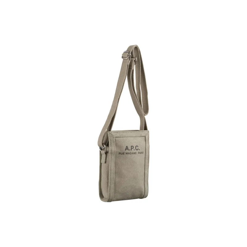 A.P.C Logo Print Mini Canvas Messenger Bag-1