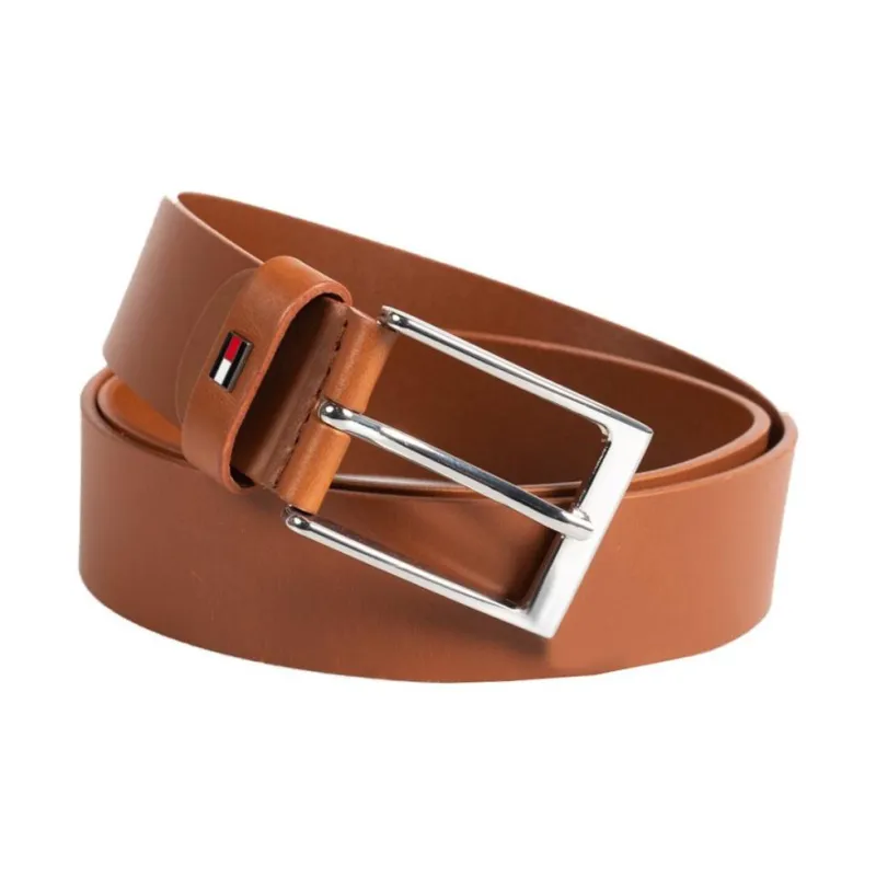 Tommy Hilfiger Solid Color Design Genuine Leather Leather Belts Men's Brown --1
