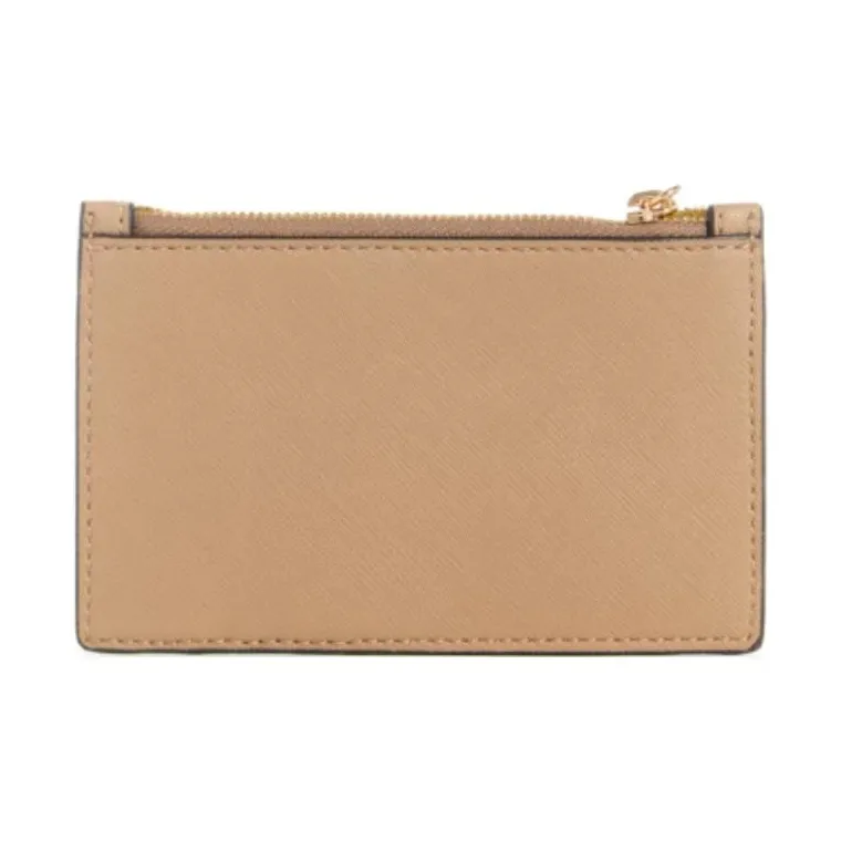 GUESS Artificial Leather Card Holder Wallet Women's Beige-1