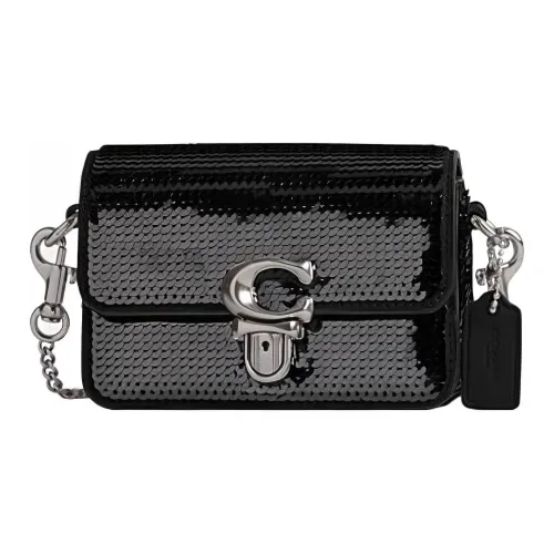 COACH Studio Cow Leather Small Square Bag, Crossbody Bag, Shoulder Bag Women's Black