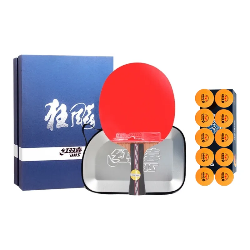 DHS Ping Pong Paddles Unisex 5 Layer Solid Wood Bottom Red-8