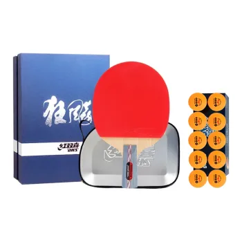 DHS Ping Pong Paddles Unisex 5 Layer Solid Wood Bottom Red